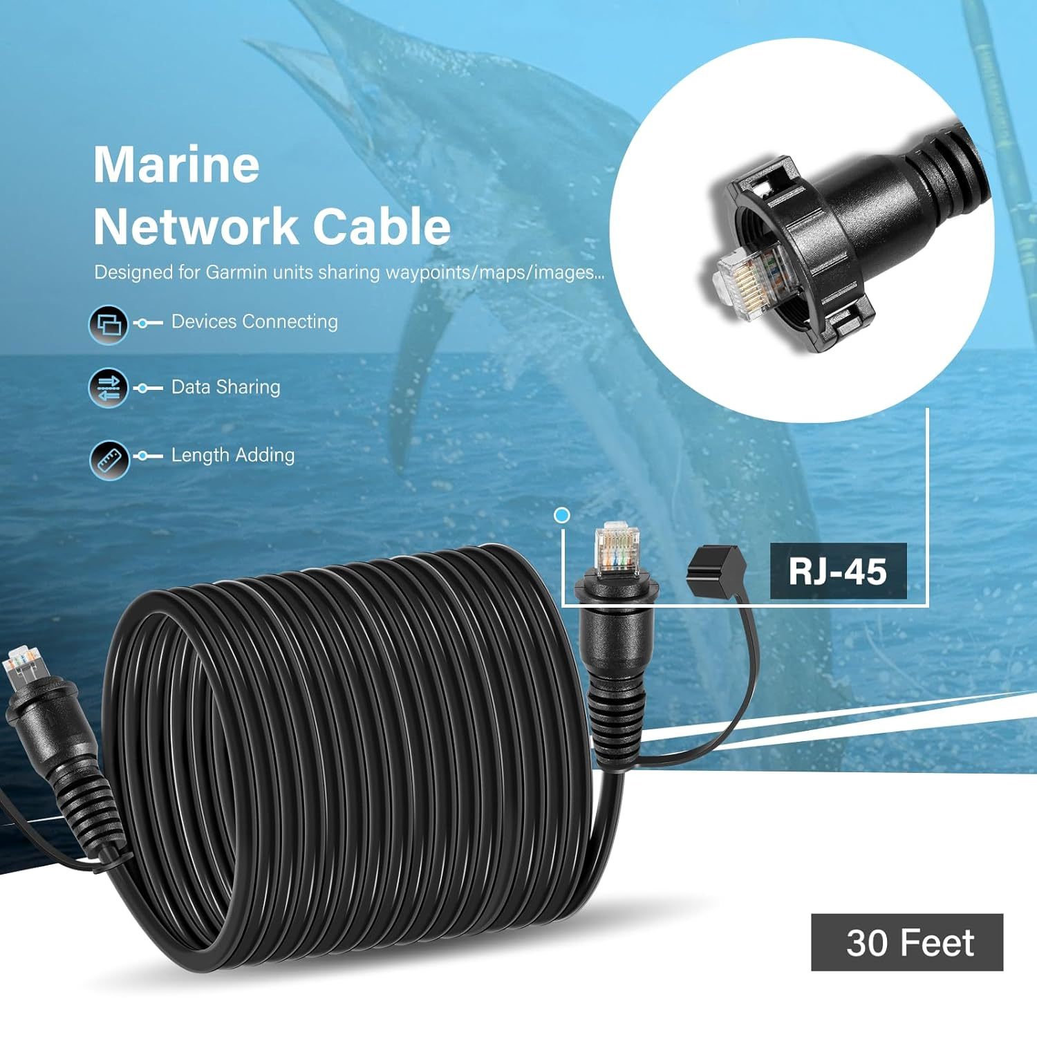 30-футовый морской сетевой каб – обзор и цена Fish Finder Cable